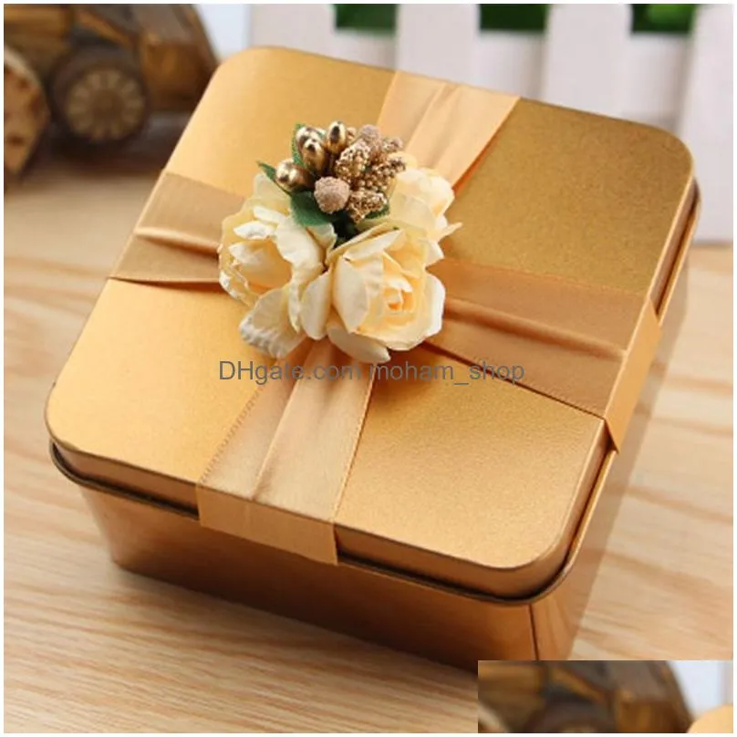 metal candy boxes tea can gift box large creative heart round square shaped wedding gift box tinplate for baby shower