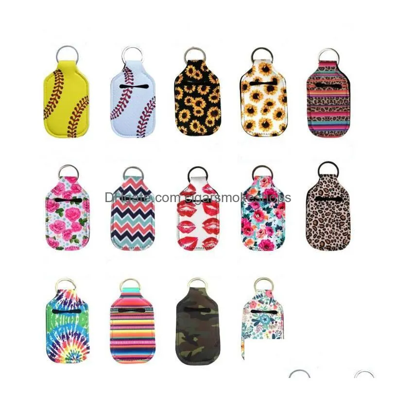 party favor hand sanitizer holder neoprene keychains chapstick lipstick holders lip cover handbag keychain printing