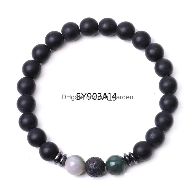 8mm matted black beads stone hematite spacer bracelet men women yoga healing balance bracelet bulk