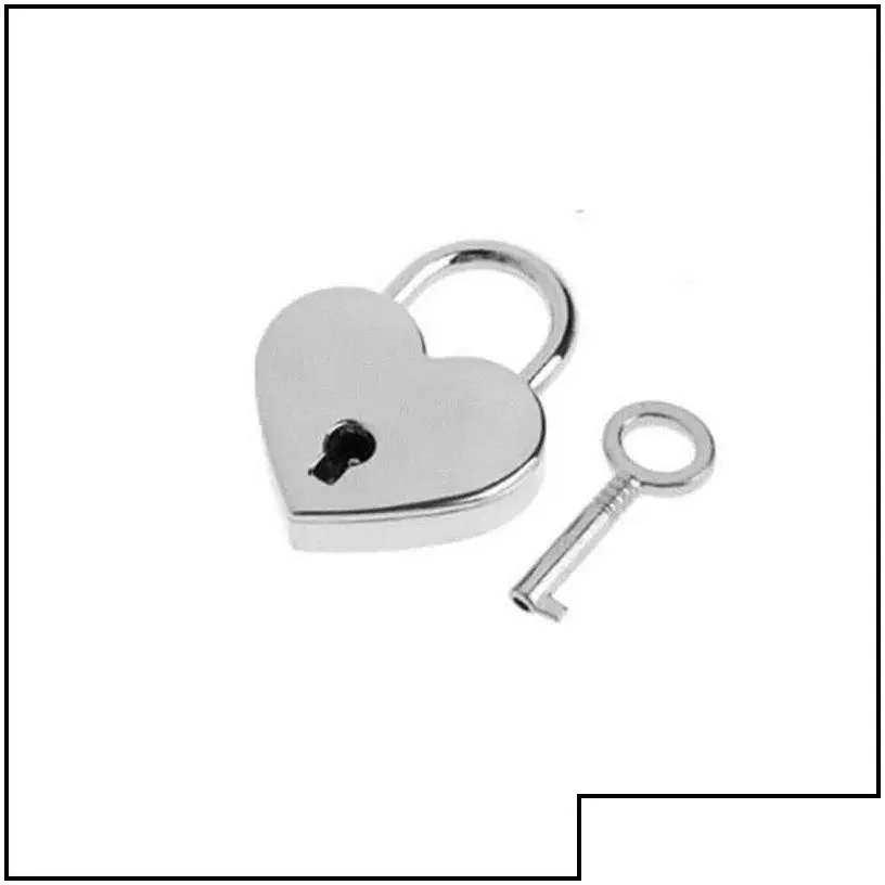 Door Locks Door Locks Kitchen Handles Heart Shape Vintage Metal Mini Padlock Small Bag Suitcase Lage Box Diary Book Key Lock With Drop Dhhqz