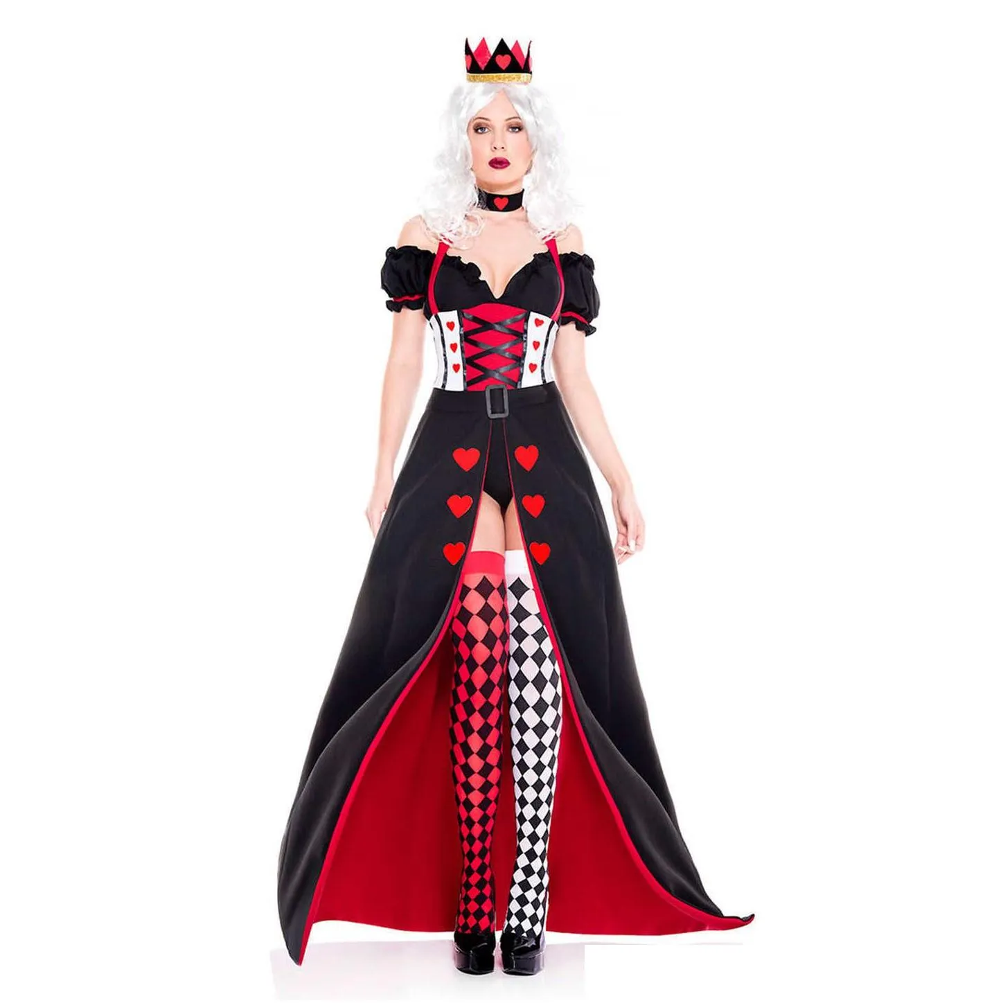 Other Festive Party Supplies Queen Of Hearts Alice In Wonderland Costume Poker Cosplay Halloween Masquerade Costumes Sexy Dress G09 Dhpvo