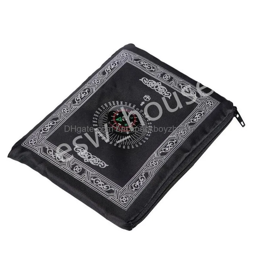 party favor portable waterproof muslim prayer mat rug with compass islamic eid decoration gift favors blanket drop delivery home gar