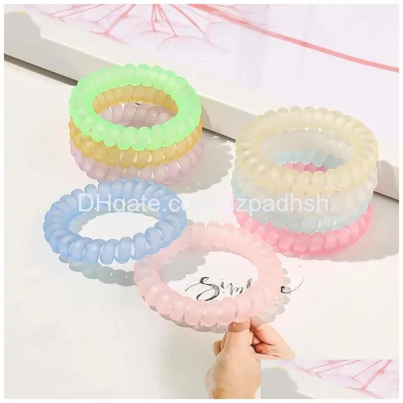 Hair Accessories Small Telephone Line Frosted Ropes Girls Colorf Transparent Elastic Bands Ponytail Holder Tie Gum Drop Delivery Pro Dh2Ws