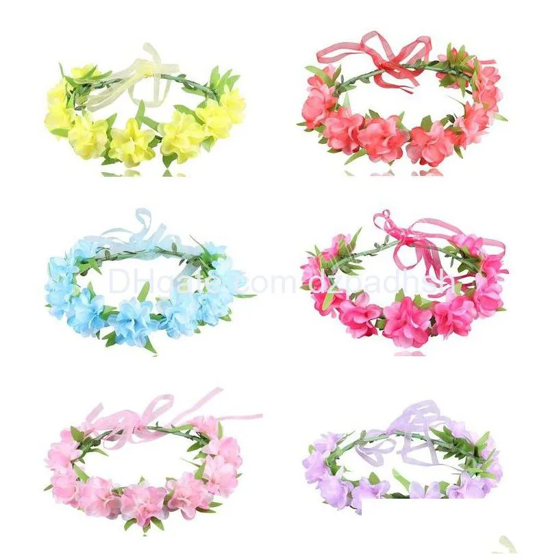 Hair Accessories Flower Crown Wreath Bride Wedding Gorgeous Headbands Braided Vine Headwear Garland Ornament For Women Girls Drop De Dhham