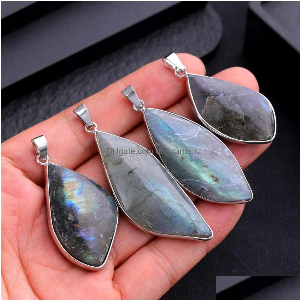 natural irregular eye crystal stone labradorite moonstone sunstone pendant divination spiritual meditation charms jewelry