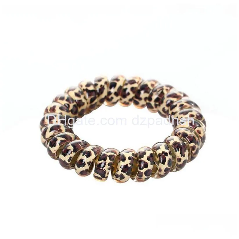 Hair Accessories Women Girl Telephone Wire Cord Gum Coil Ties Girls Elastic Bands Ring Rope Leopard Print Bracelet Stretchy Drop Del Dhcmb