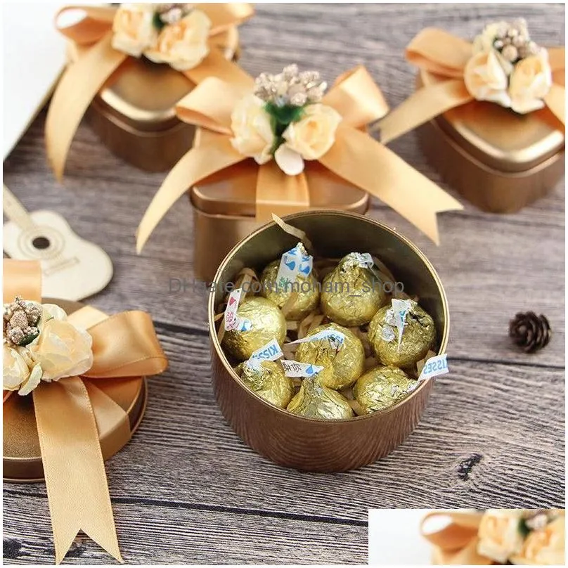 metal candy boxes tea can gift box large creative heart round square shaped wedding gift box tinplate for baby shower
