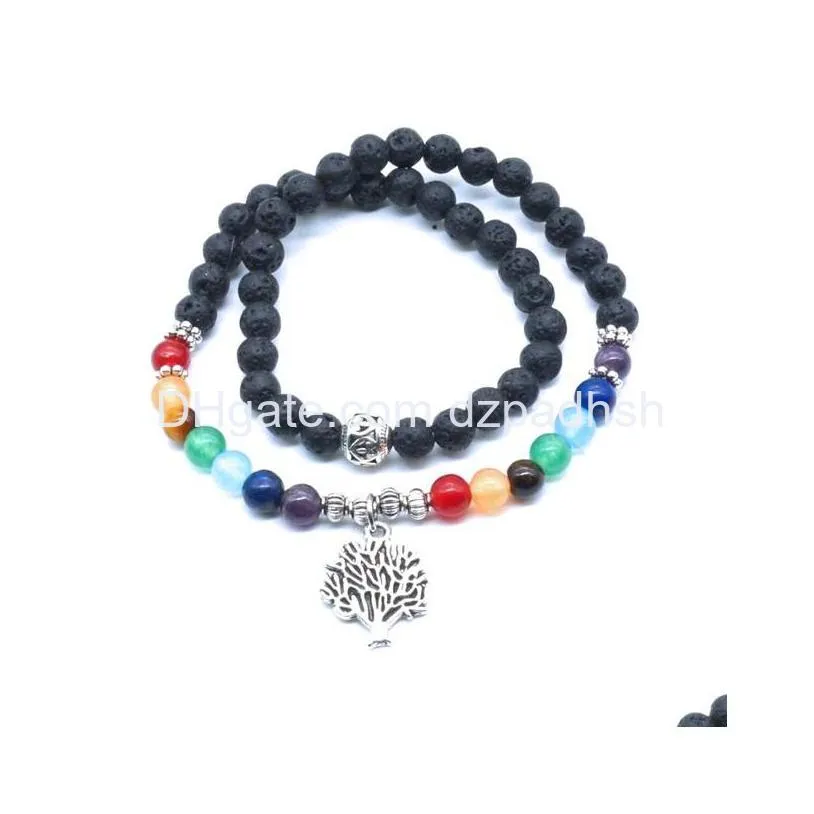 Aromatherapy 6Mm Lava Stone Bracelet Black Healing Nce Beads Reiki Buddha Prayer Tree Of Life Jewelry Drop Delivery Health Beauty Car Dhuqt