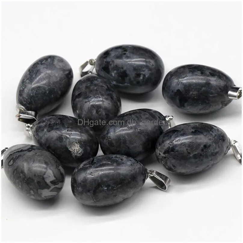 oval bird egg shape natural stone charms rose quartz green amethyst crystal pendants for necklace jewelry making