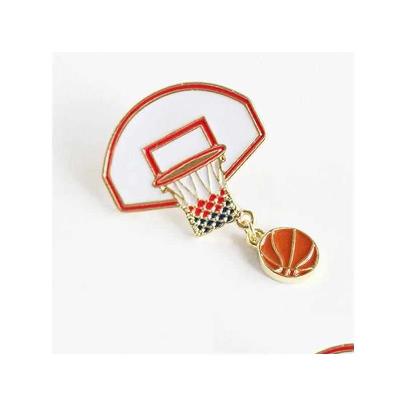  creative basketball backboard brooch pin jeans bag brooches collar pins fashion sports jewelry gifts wholesale