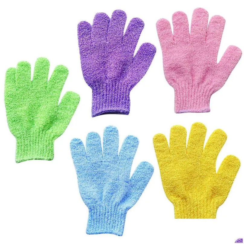 Bath Brushes, Sponges & Scrubbers Exfoliating Bath Glove Body Scrubber Gloves Nylon Shower Spa Mas Dead Skin Cell Drop Delivery Home G Dhvfj