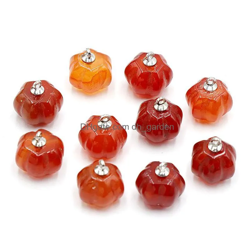 natural stone halloween pumpkin crystal pendant charms for jewelry making crafts diy earring necklace handmade accessories