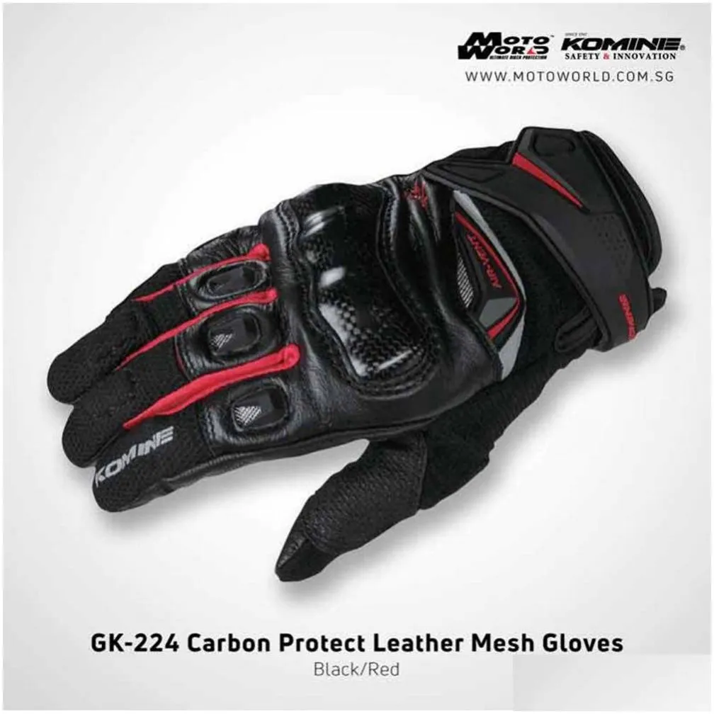 Motorcycle Gloves Gk-224 Carbon Protect Leather Mesh Glove Motorcycle Downhill Bike Off-Road Motocross Gloves For Men187A Drop Deliver Dhhki