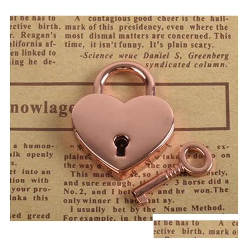 Door Locks Door Locks Kitchen Handles Heart Shape Vintage Metal Mini Padlock Small Bag Suitcase Lage Box Diary Book Key Lock With Drop Dhhqz