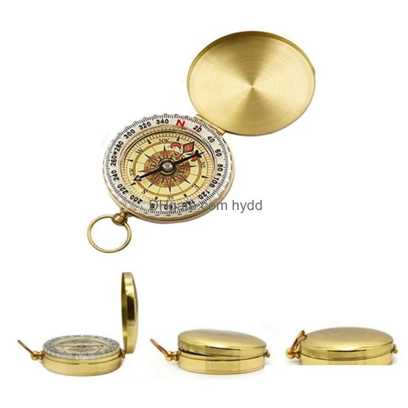 waterproof compass camping hiking pocket brass golden compass portable compass navigation for outdoor activities