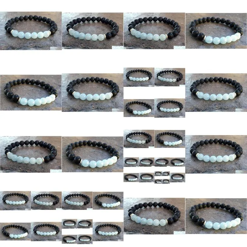 Beaded Sn1064 High Quality Volcanic Lava Aquamarine Bracelet Fashion Natural Stone Mens Design Yoga Drop Delivery Jewelry Bracelets Dh70V