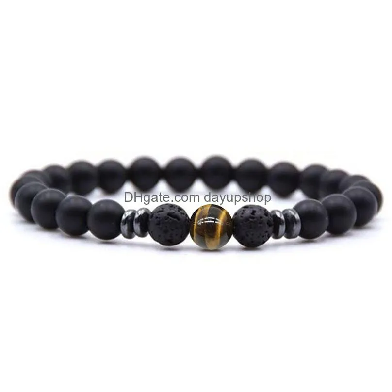 8mm matted black stone colored agate bracelet couple energy yoga bracelet women men bulk