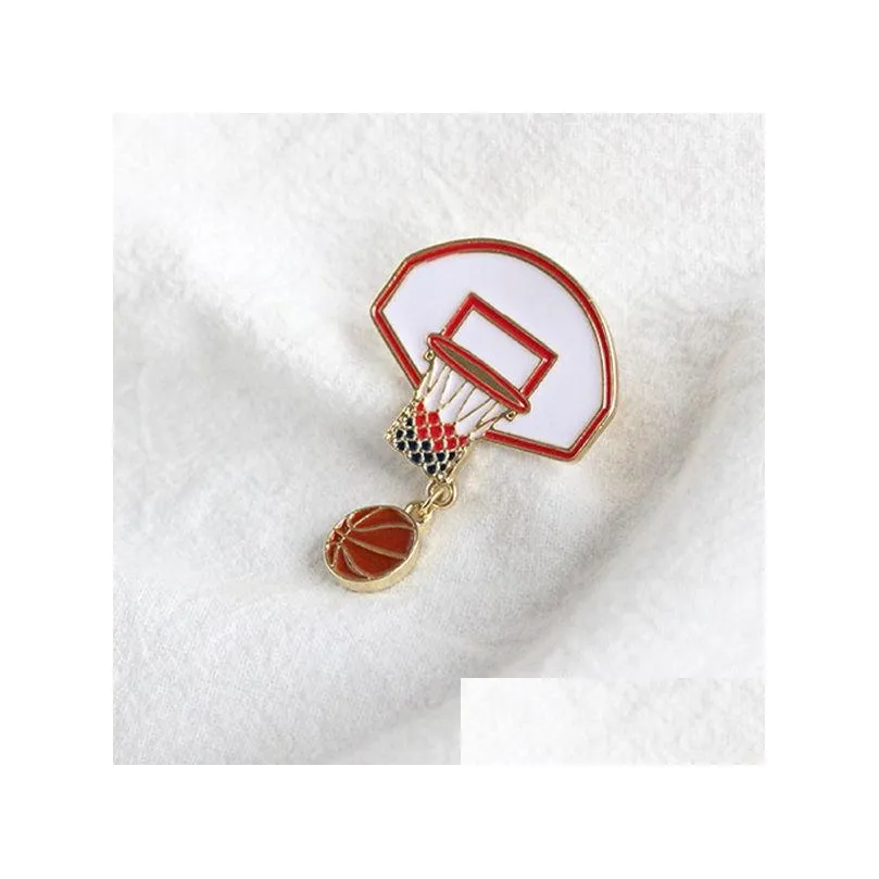  creative basketball backboard brooch pin jeans bag brooches collar pins fashion sports jewelry gifts wholesale