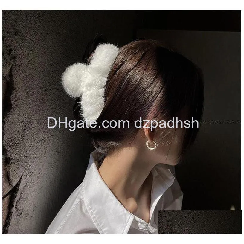 Hair Accessories Woman Fluffy Clips Winter Barrettes Women Claws Hairpins Headwear Hairgrip Ornaments Drop Delivery Products Tools Dhavn