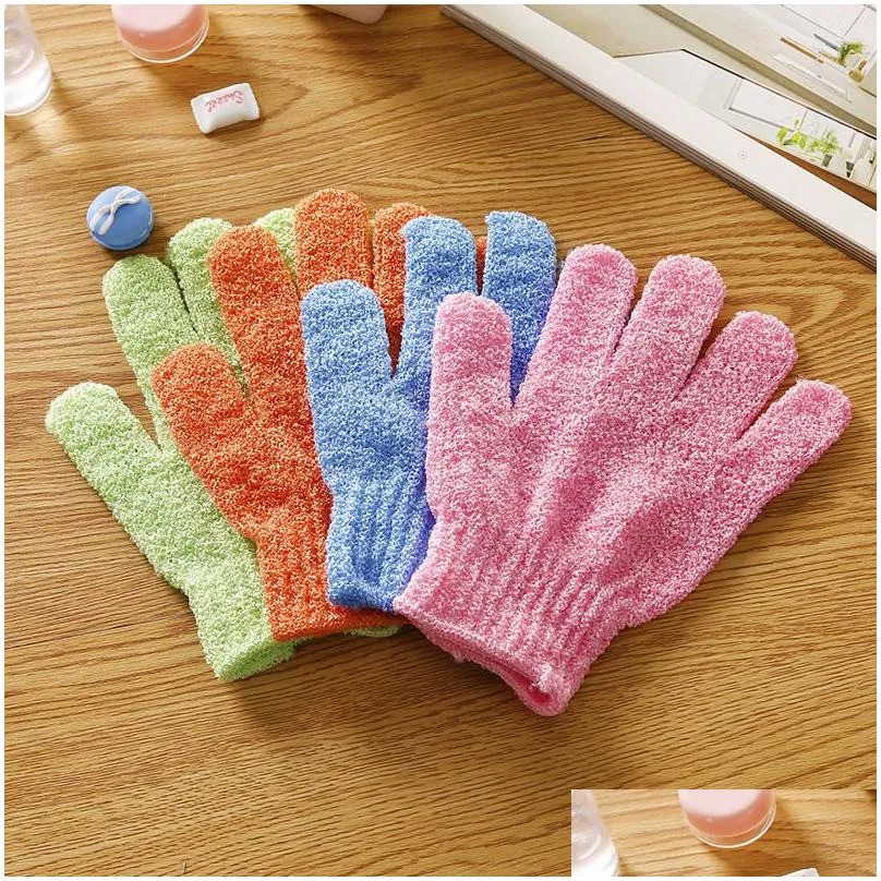 Bath Brushes, Sponges & Scrubbers Exfoliating Bath Glove Body Scrubber Gloves Nylon Shower Spa Mas Dead Skin Cell Drop Delivery Home G Dhvfj