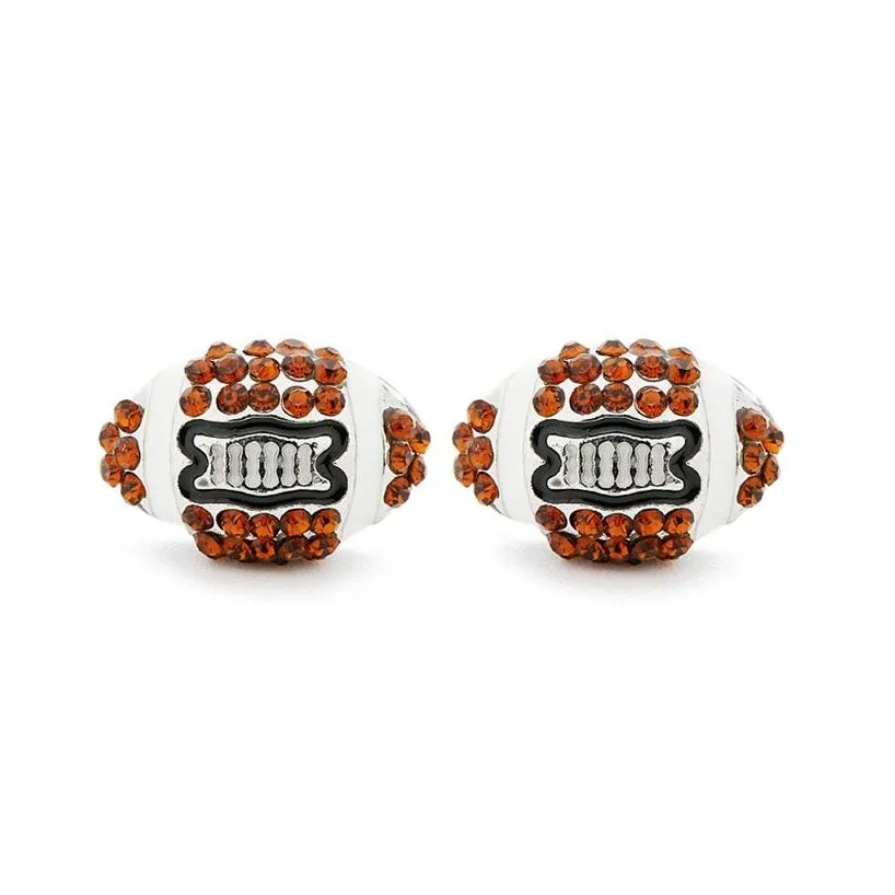 shiny rhinestone american football stud earrings for women girls fashion post earrings rugby party gifts sports jewelry