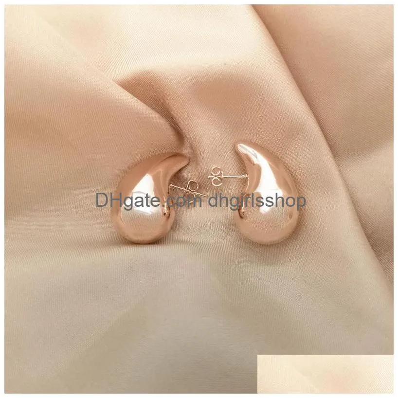Charm 3 Colors Stylish Italian Hollow Stainless Steel Hypoallergenic 18K Gold Plated Water Drip Earrings For Women And Drop Delivery J Dhqlq