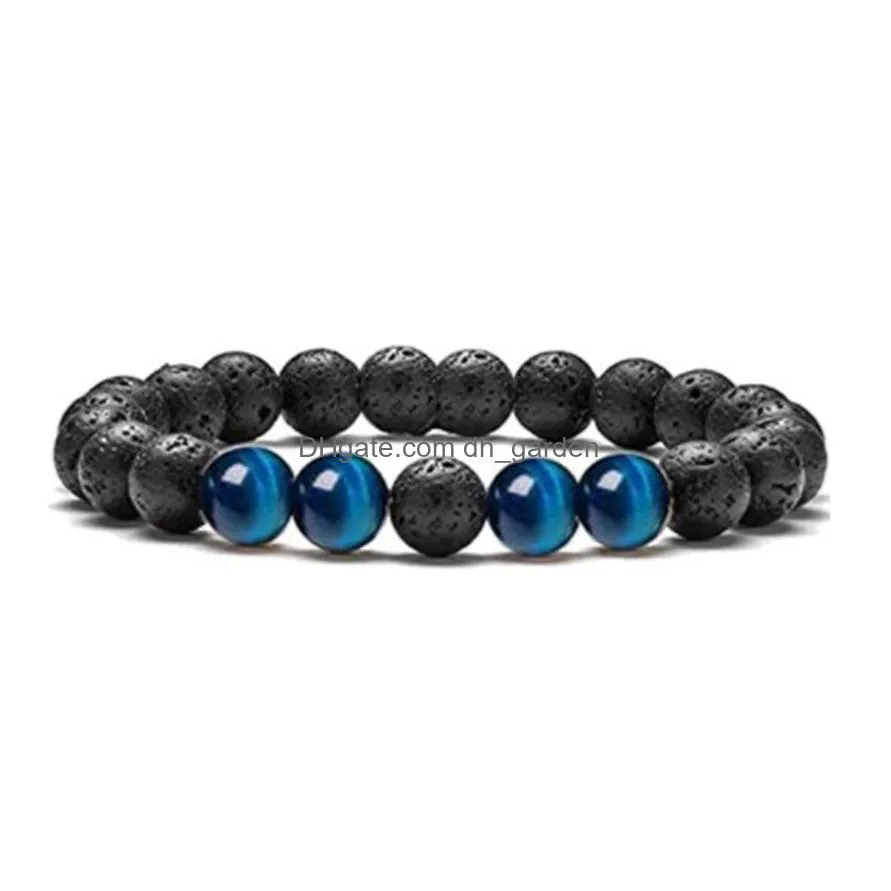 8mm matted black beads tiger eye stone hematite bracelet men women yoga healing balance bracelet