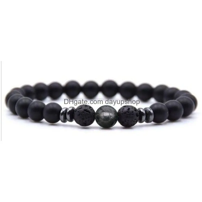 8mm matted black stone colored agate bracelet couple energy yoga bracelet women men bulk