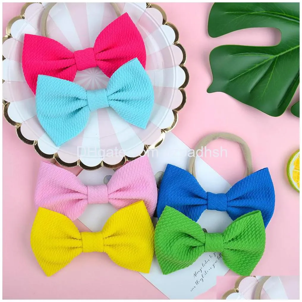 Hair Accessories 4.5 Inch Baby Bow Hairbands Corn Kernels Bows Headbands Children Girls Solid Color Headdress Kids 20 Colors Drop De Dhzcj