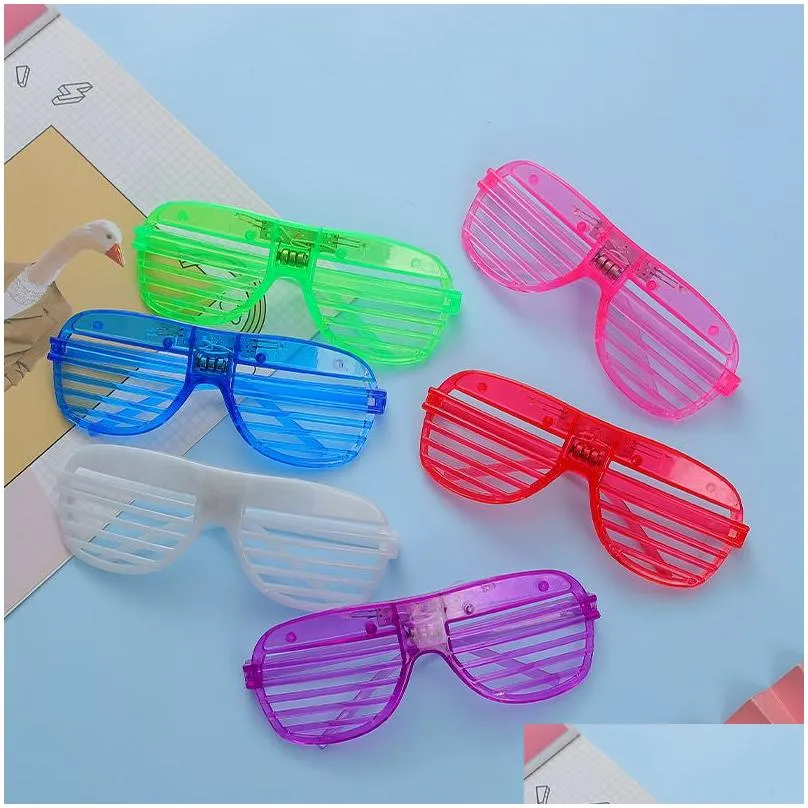 Party Favor Fashion Shutters Shape Led Flashing Glasses Light Up Kids Toys Christmas Supplies Decoration Glowing Drop Delivery Home Dhbar
