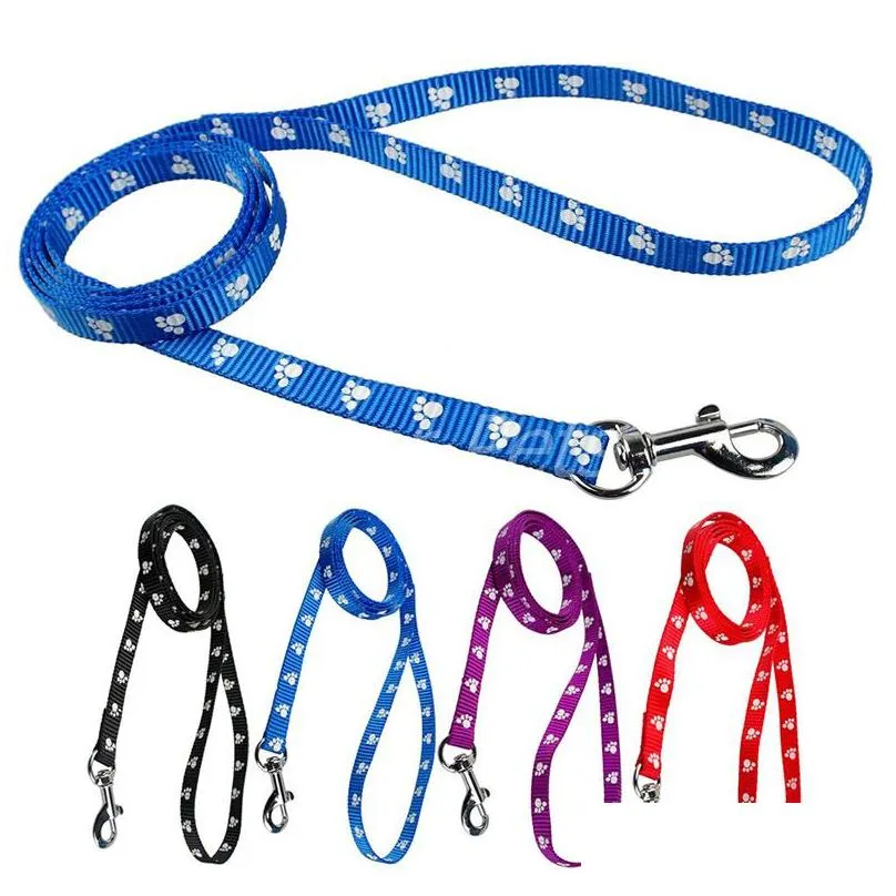 Dog Collars & Leashes 120Cm Long High Quality Nylon Pet Dog Cats Leash Lead For Daily Walking Training 4 Colors Swivel Hook Dogs Leash Dhhls