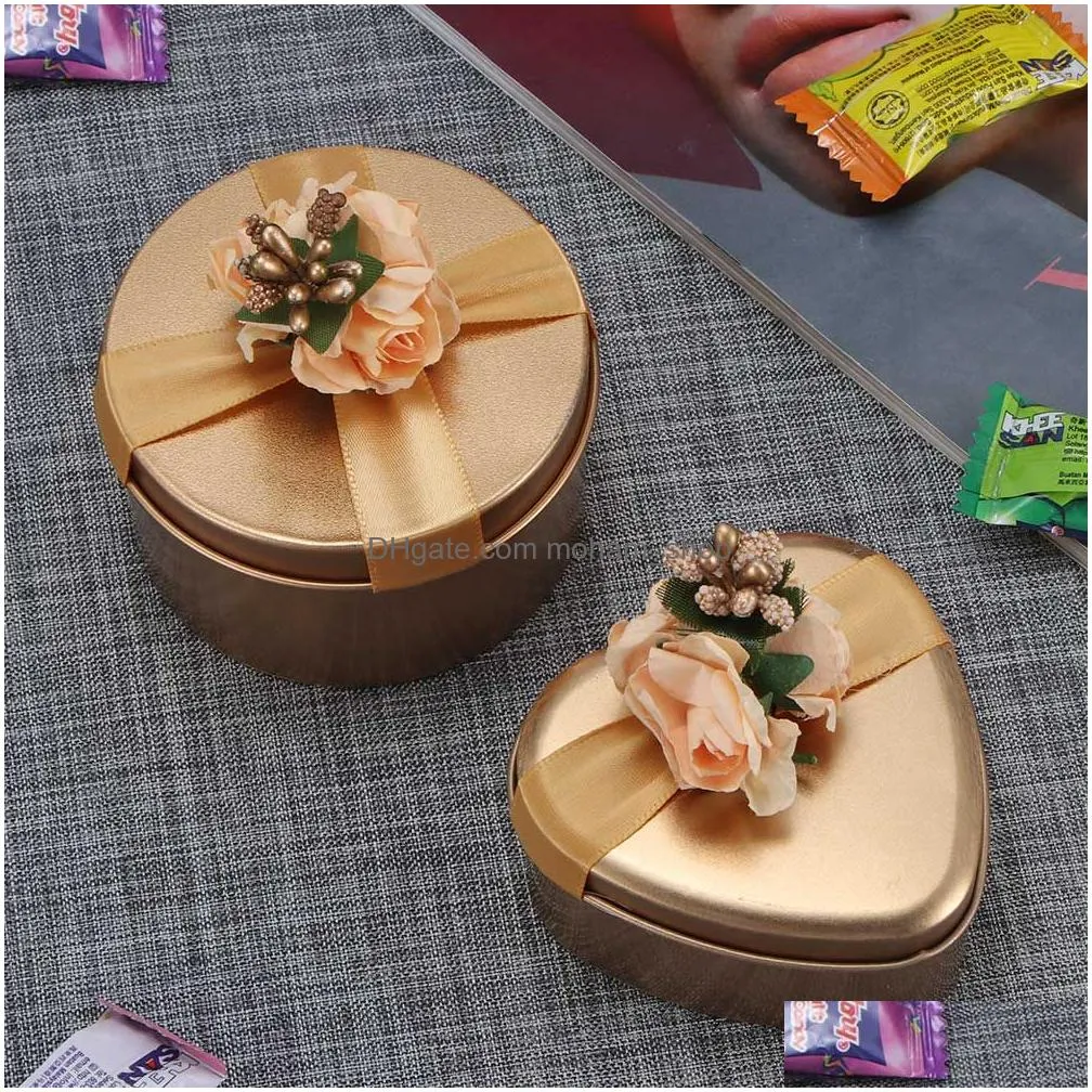 metal candy boxes tea can gift box large creative heart round square shaped wedding gift box tinplate for baby shower