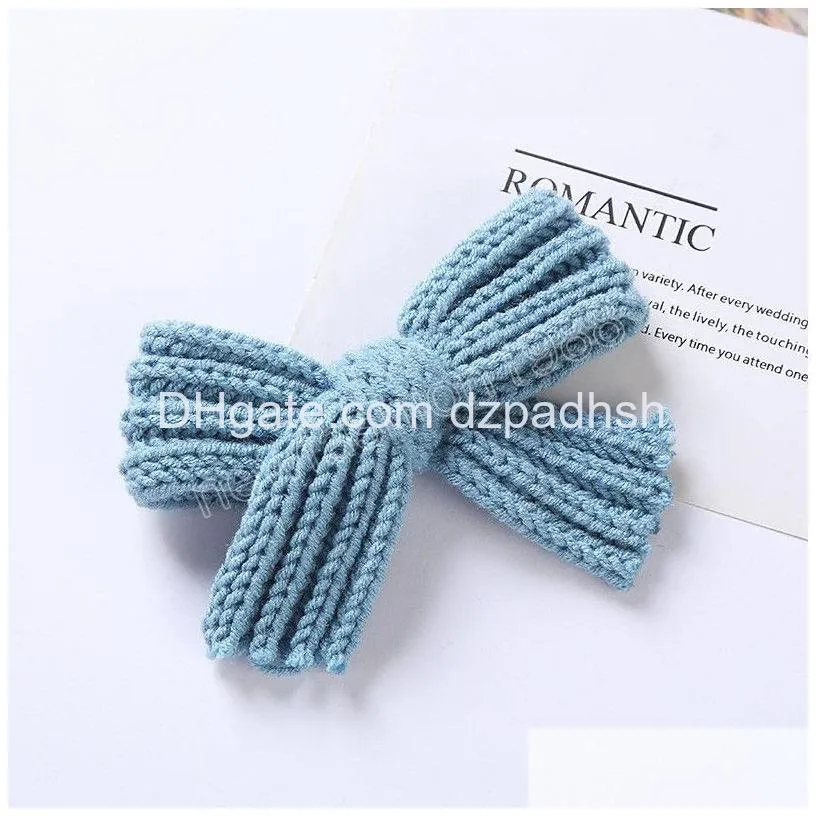 Hair Accessories Fashion Knitting Wool Bowknot Clips Toddler Cute Handmade Bows Bangs Hairpins Baby Headwear P Ography Props Drop De Dheta