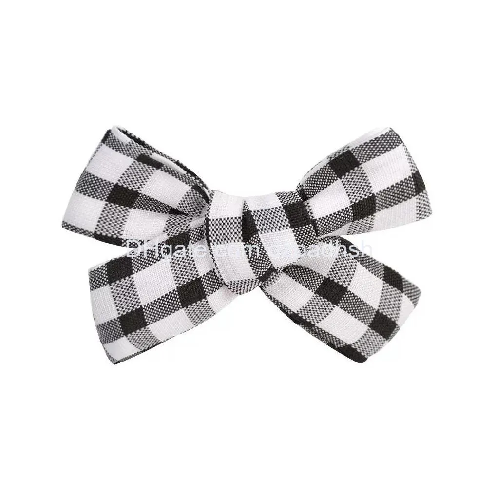 Hair Pins Baby Girls Bowknot Cotton Cloth Bow Clippers Kids Grid Alligator Clips Children Accessories Toddler Boutique Barrette 12 D Dhmaf