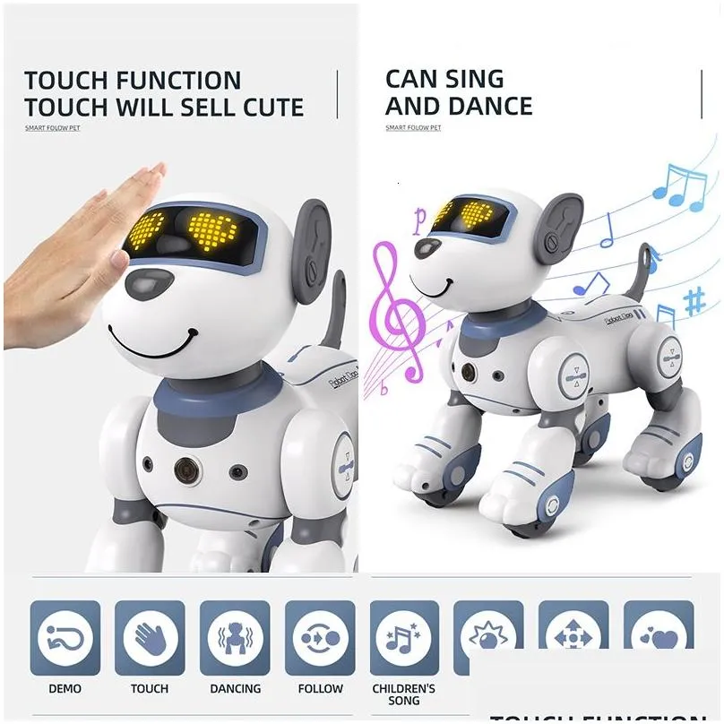 Electric RC Animals Funny RC Robot Electronic Dog Stunt Voice Command Programmable Touch sense Music Song for Children s Toys 230224