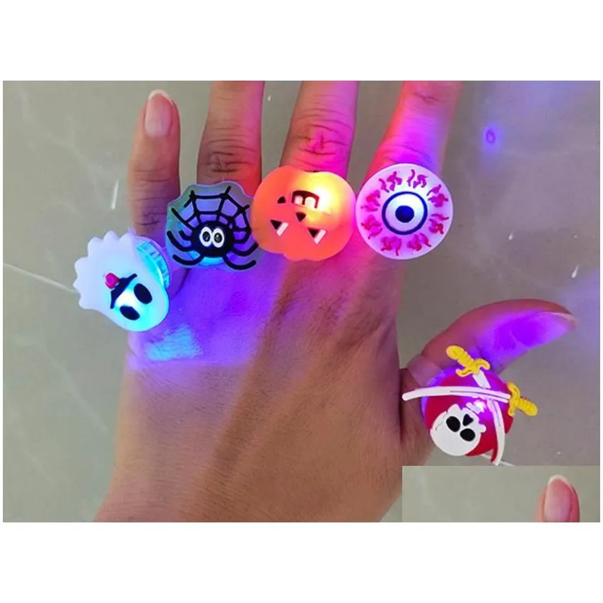 Party Favor Halloween Light Up Ring Treats Favors Flash Led Glow Rings In The Dark Goodie Bag Fillers Drop Delivery Home Garden Fest Dhasg