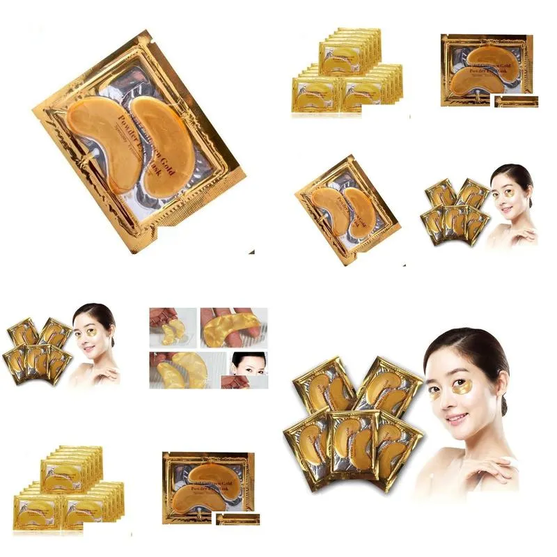 Other Health Beauty Items Collagen Crystal Eye Masks Anti-Puffiness Moisturizing Anti-Aging Gold Powder Mask Drop Delivery Dhlv5