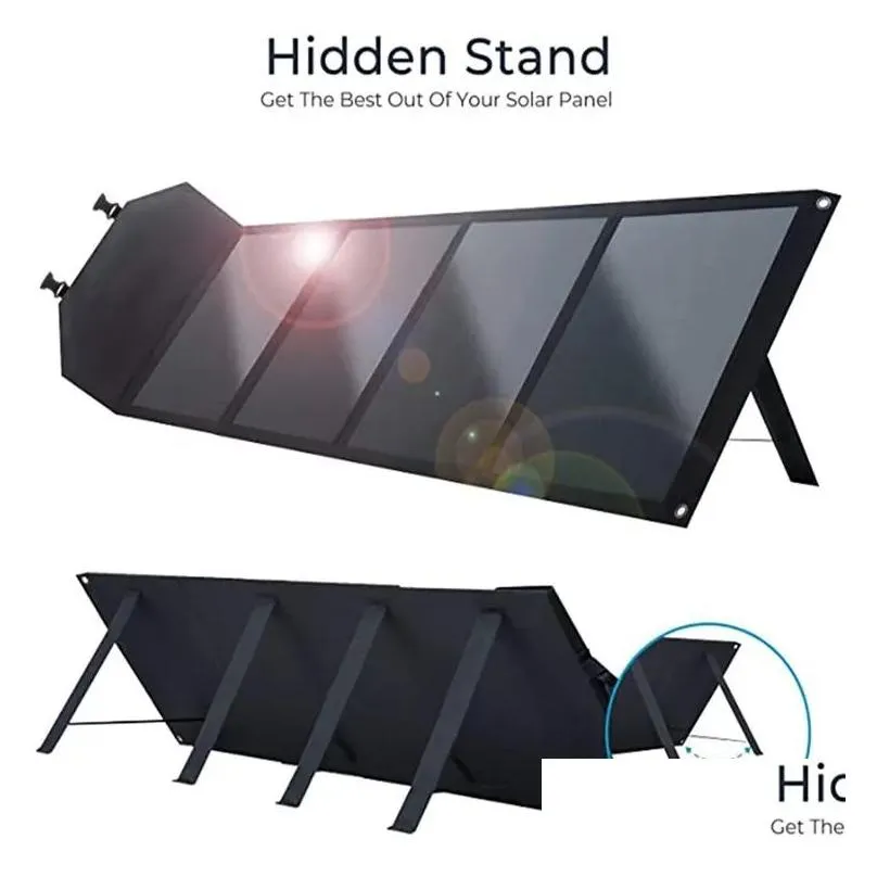 Wireless Chargers 80W Foldable Solar Panel Outdoor 4-Folding Fast Charging Cell  Phone Power Bank Drop Delivery Cell Phones Acc Ot5Ch