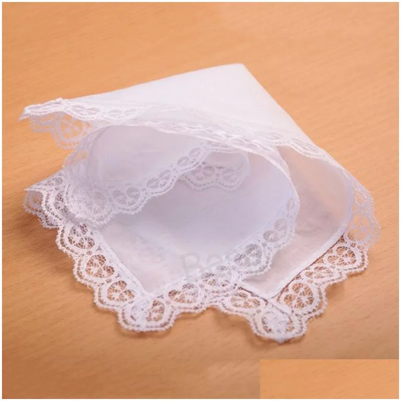 Handkerchief 23X25Cm Cotton White Lace Thin Handkerchief Women Wedding Gifts Party Decoration Cloth Napkins Plain Blank Diy Bh7596 Tyj Dhctx