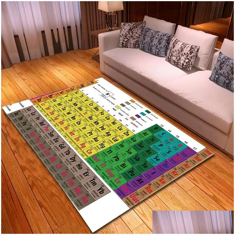 Carpet Carpet Periodic Table Of Elements Rugs Carpets For Living Room Bedroom Coffee Floor Mats Chemistry Math Pattern Antislip 230615 Dhfqi