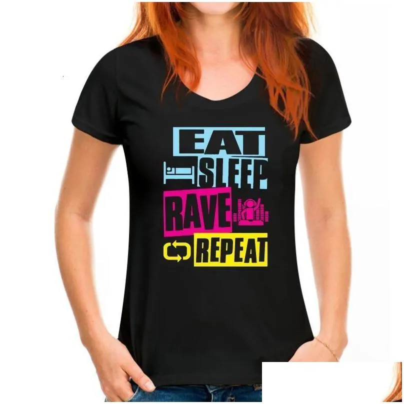 Mens T-Shirts Eat Sleep Rave Repeat S-3Xl Cool Personality Fun T-Shirt Quirky Hip Hop Top Classics 230613 Drop Delivery Apparel Clot Dh5N2