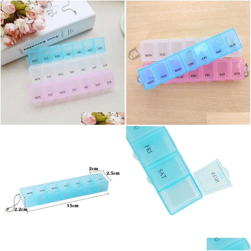 1 Row 7 Squares Weekly 7 Days Tablet Pill Box Holder Medicine Storage Organizer Container Case Dispenser Health Care Science 2022HS