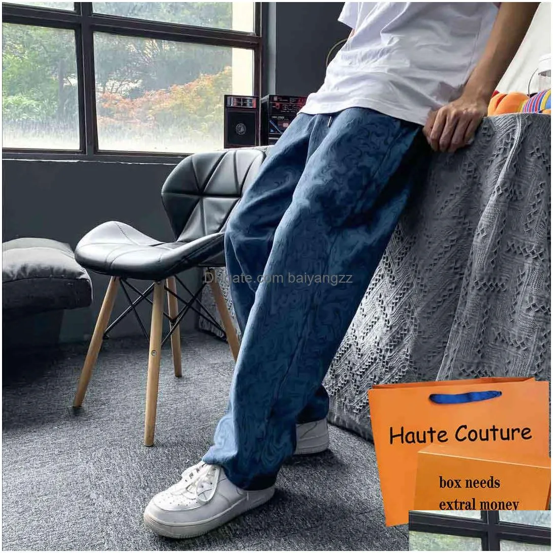 Mens Jeans Cool Straight Letter Print Men Trousers Elastic Street Style Male Long Pants Casual Stretch Trouser Luxury Drop Delivery Dhgc6