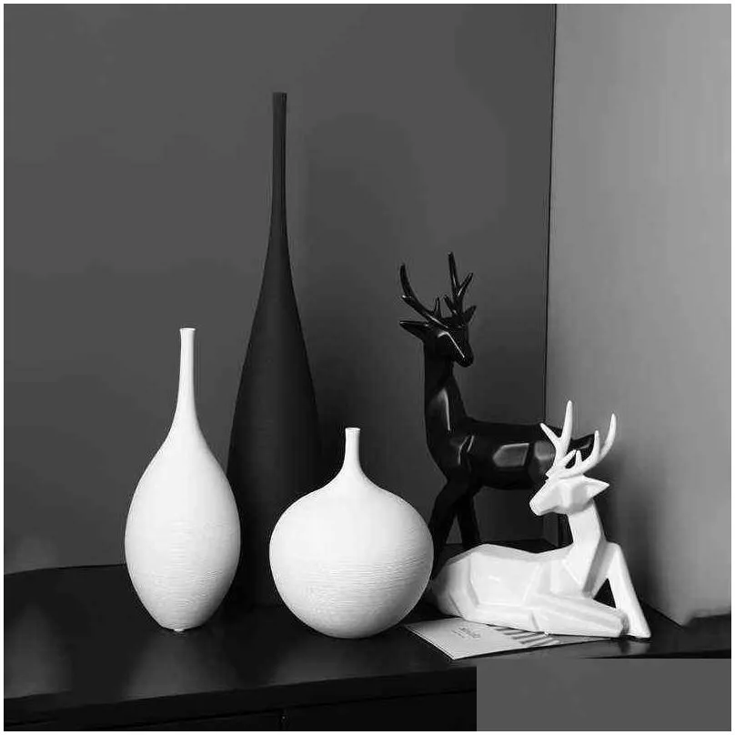 Vases Nordic Ceramic Vase Decoration Home Living Room Dried Flowers Floral Arrangement Tv Cabinet Modern Creative Dining Table 21121 Otocv