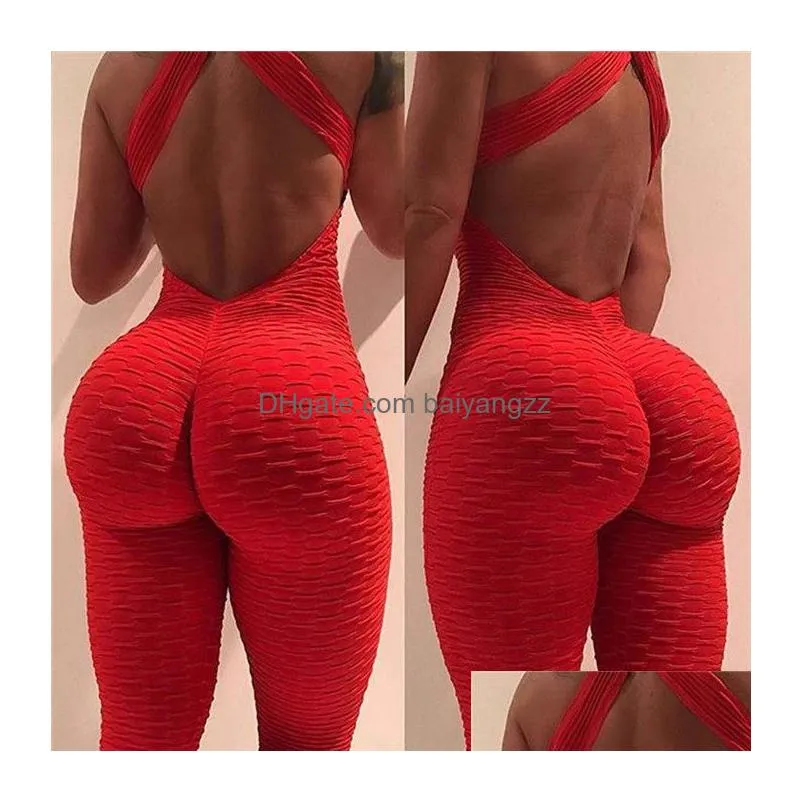 Womens Two Piece Pants 7 Colors Yoga Suit One-Piece Fitness Sleeveless Sports Slim Fit Breathable Clothes Tracksuits Indoor Gym Drop Dhq5U