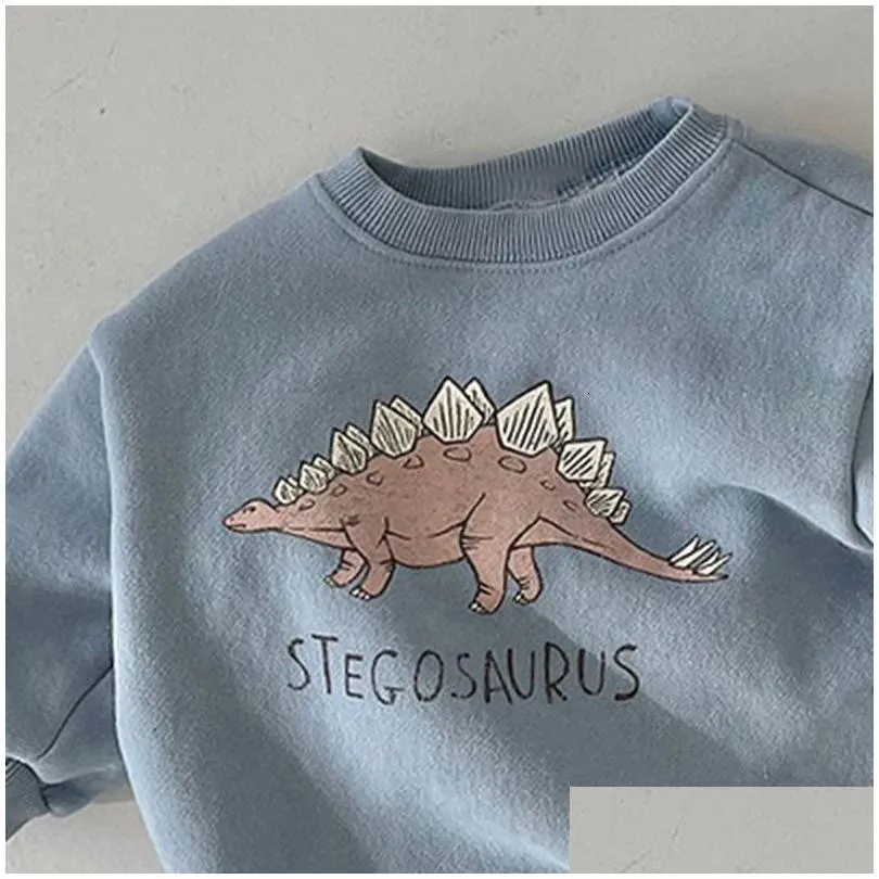 Rompers Winter Baby Girl Boy Romper cartoon dinosaur Long Sleeves Terry sweater Triangle Jumpsuit Kids Clothes E2581 230208