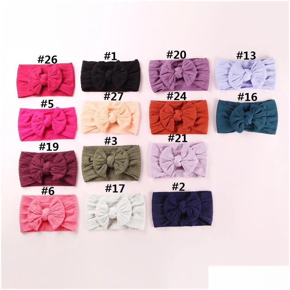 Party Decoration Newborn Baby Headband For Girls Elastic Knit Children Baby Bows Soft Nylon Kids Headwear Hair Accessories 32 Colors