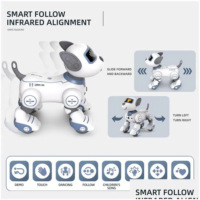 Electric RC Animals Funny RC Robot Electronic Dog Stunt Voice Command Programmable Touch sense Music Song for Children s Toys 230224