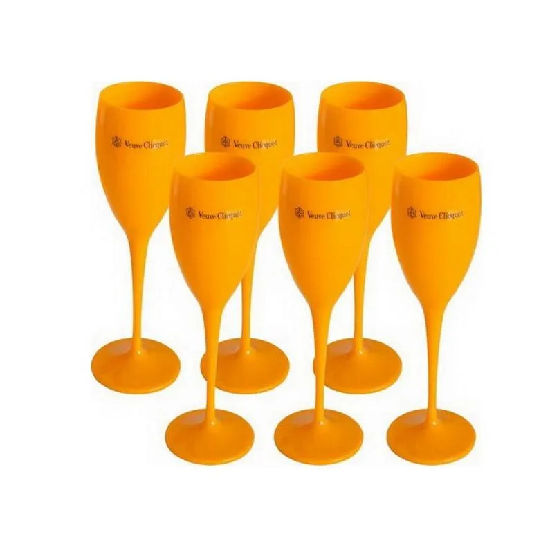 Wine Glasses Acrylic Veuve Pink Orange Champagne Flutes Wholesale Party Wine Glasses Drop Delivery Home Garden Kitchen, Dining Bar Dri Dhwhx