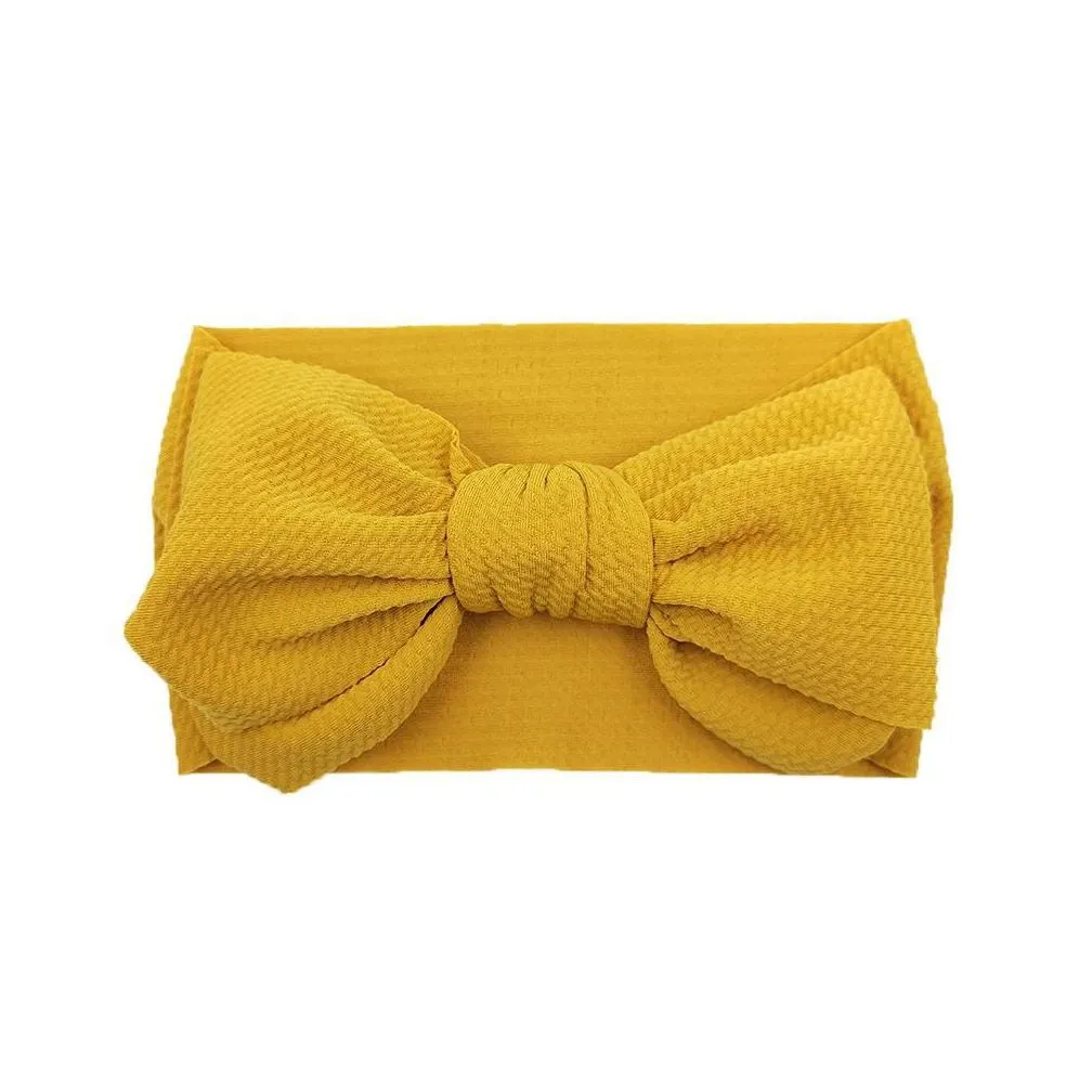 Baby Girls Nylon bow headbands Elastic Bowknot hairbands headwear Kids headdress Turban Knot head bands Wraps 30 colors